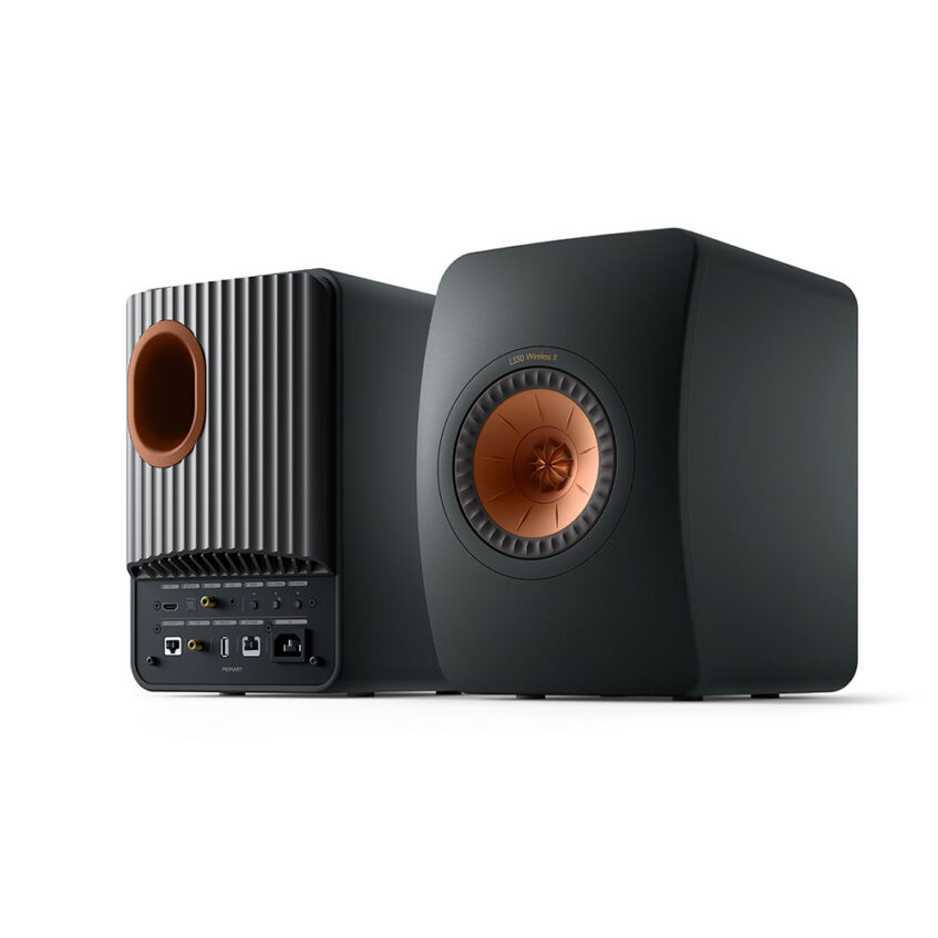 KEF LS50 wireless 2 black pair back and front